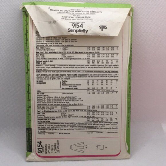 Simplicity 9154 Vintage Poodle Skirt Size 56 78 - Picture 6 of 11